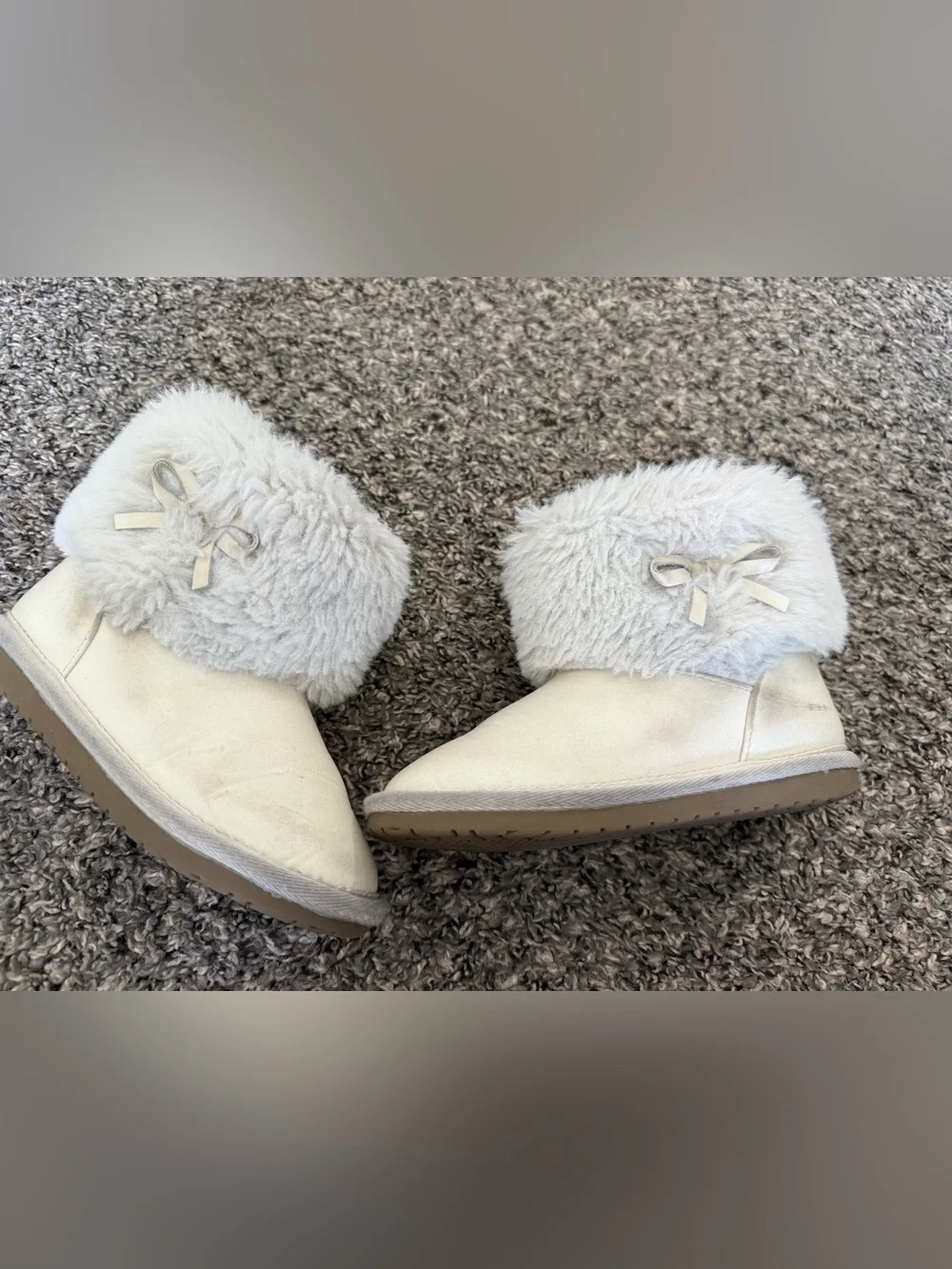Gymboree Cozy Faux-Fur Cuff Winter Ankle Boots - Cream